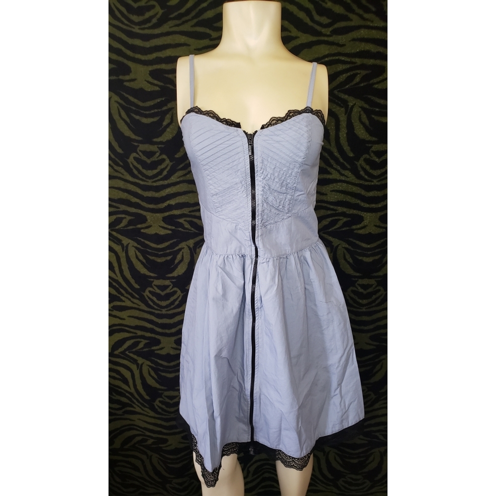 Cute blue skater dress w/ black lace size small